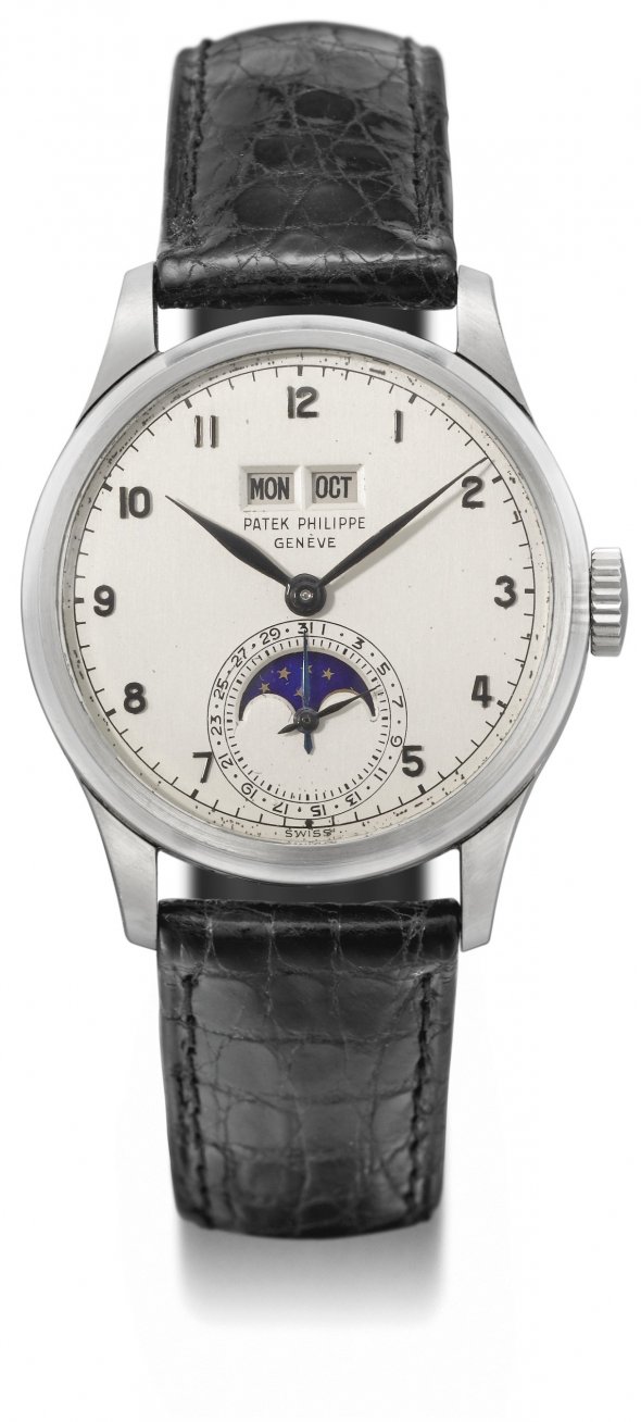 4 This 1949 Patek Philippe stainless steel perpetual calendar wristwatch with Arabic numerals sold for $4.1 million at Christie's in May 2008.