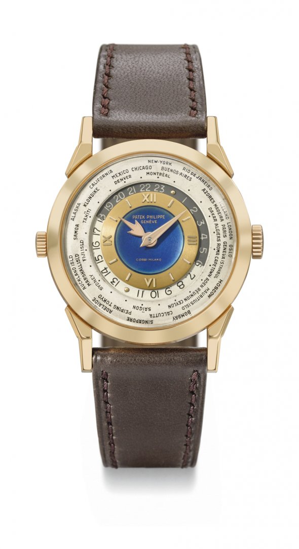 8 A Patek Philippe 18-carat pink gold wristwatch with a blue enamel dial from 1953 sold for $2.704 million at Christie's in November 2010.