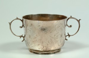 Porringer, about 1680.  William Ramsay I (working 1656-1698) Silver 