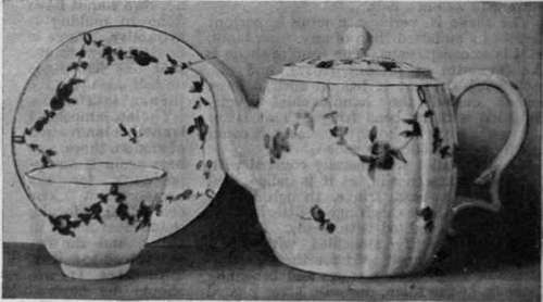 Chelsea-Derby teapot, cup and saucer, decorated in laurel green. It was during this period that the best porcelain was made From the Fry Collection 