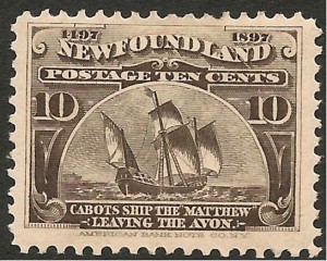 ~ The Matthew ~ In 1897, on the 400th anniversary of Cabot's discovery of North America, the Newfoundland Post Office issued a commemorative stamp honoring Cabot and his discovery.