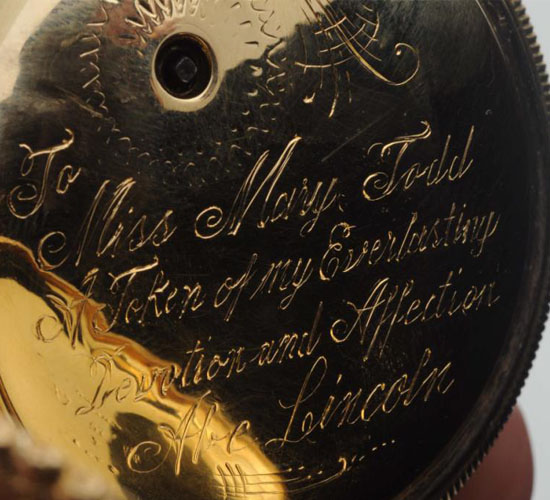 An inscribed private message by Abraham Lincoln on the watch's body