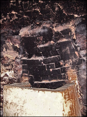inside the kiln are a number of small chimneys - a 'bag'