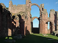 The ruins of Lindisfarne Priory on Holy Island, off the coast of north-east England