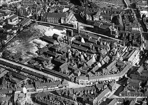 1927 aerial photo centred on Spode's pottery factory, Stoke