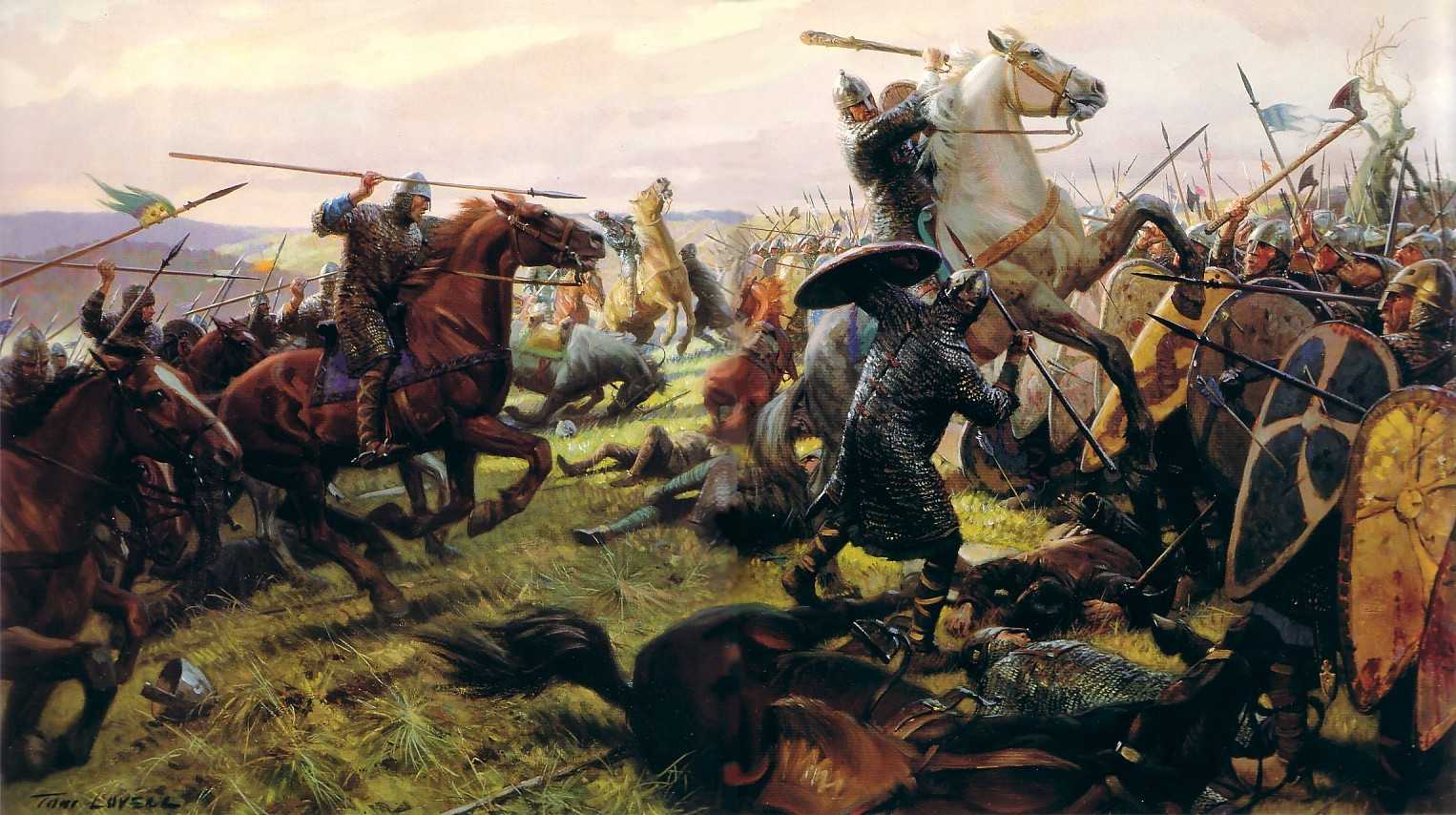 Tom Lovell's painting of the battle of Hastings